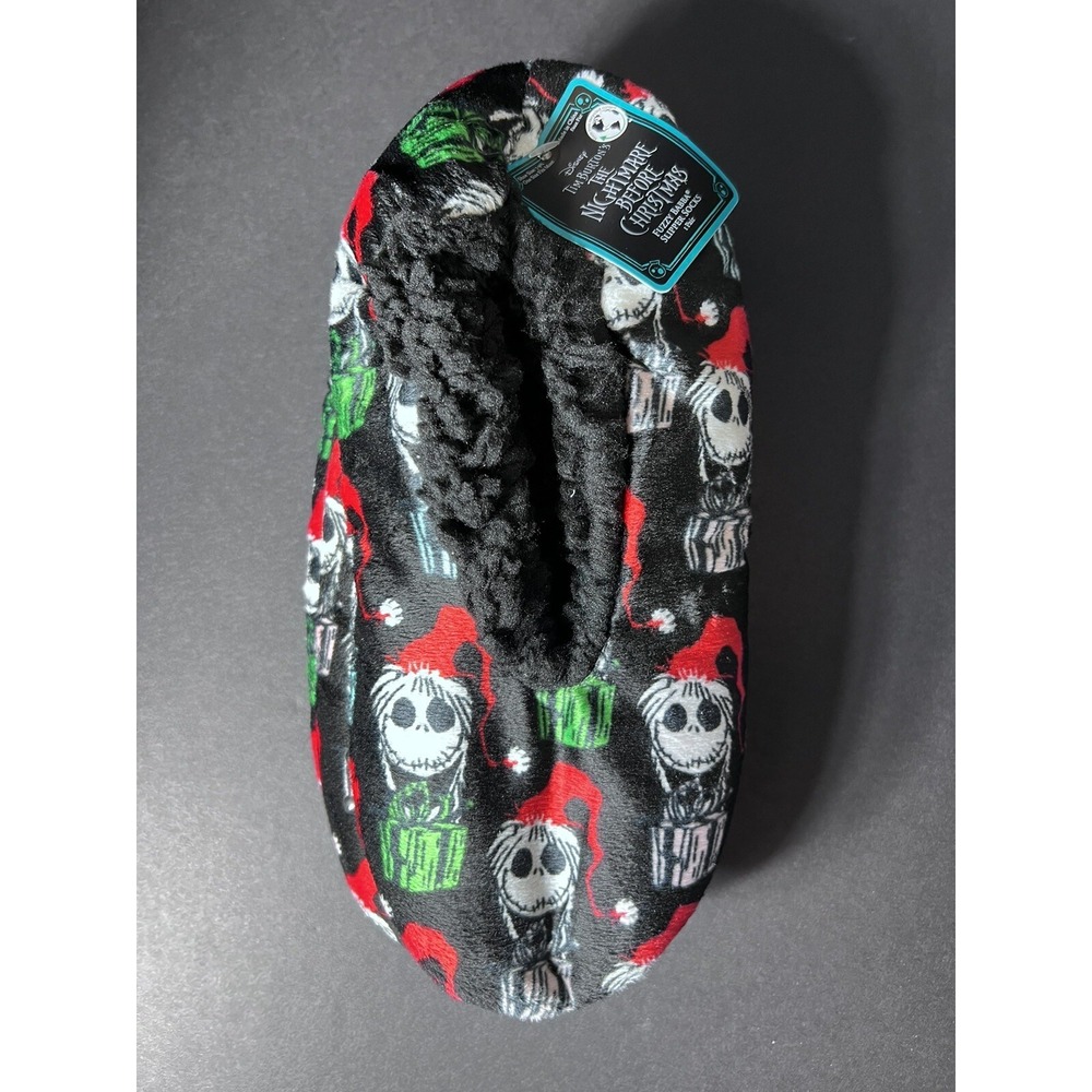 Disney Nightmare Before Christmas Jack Skellington Fuzzy Babba Slipper Socks New